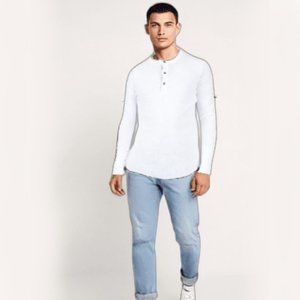 WINGS AND HORNS Base Long Sleeve White Henley - 07/24